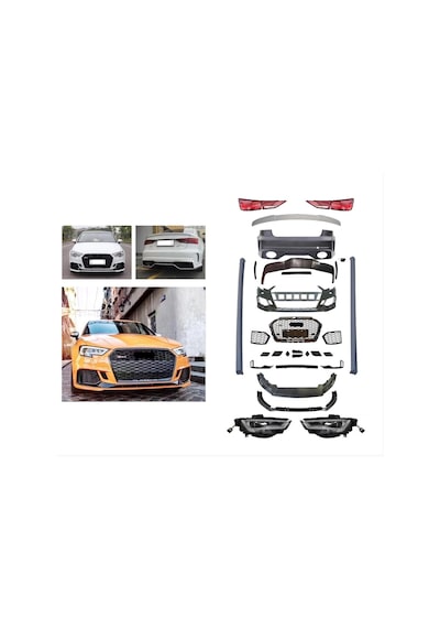 Audi A3 13-16 İçin 2017+ Rs3 Görünüm Facelift Body Kit Sedan Led Farlı Model Uyumlu