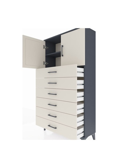 Arges Dolap 2 Raflı 6 Çekmeceli 2 Kapaklı 88x30x163 Antrasit-aytaşı Antrasit Arges Dolap 2 Raflı 6 Çekmeceli 2 Kapaklı 88x30x163 Antrasit-aytaşı Antrasit