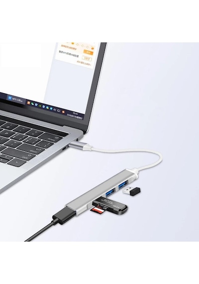 PrimeX PX-TYP5 Ultra Slim 4 Port USB 3.0 Hub Çoklayıcı Gri