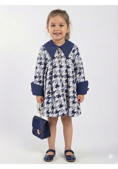 Xo Kids Kız Çocuk Elbise 4-10 Yaş 9216 Lacivert