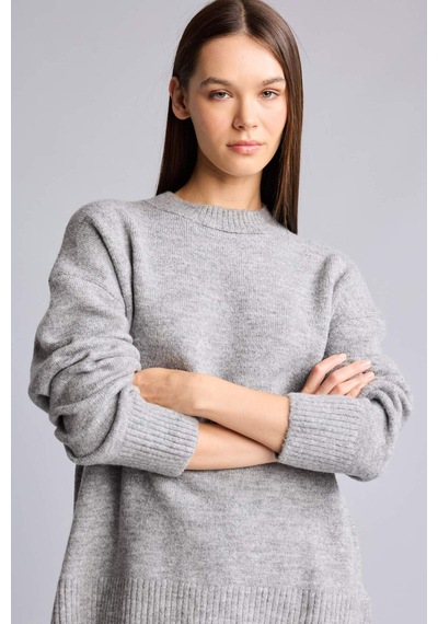 Defacto Oversıze Bisiklet Yaka Triko Kazak H2239ax26wngr156 Gri-gr156