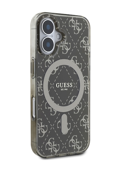 Apple Uyumlu iPhone 16 Kılıf Guess Lisanslı Magsafe Iml Baskılı Klasik Logolu 4g Desenli Kapak Kahverengi