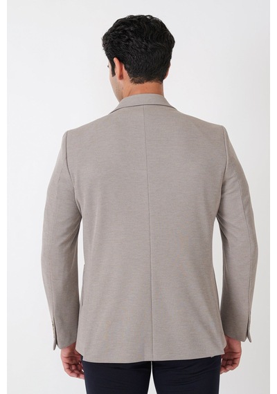 Slim Fit Torba Cepli Esnek Yünlü Bej Ceket C 745