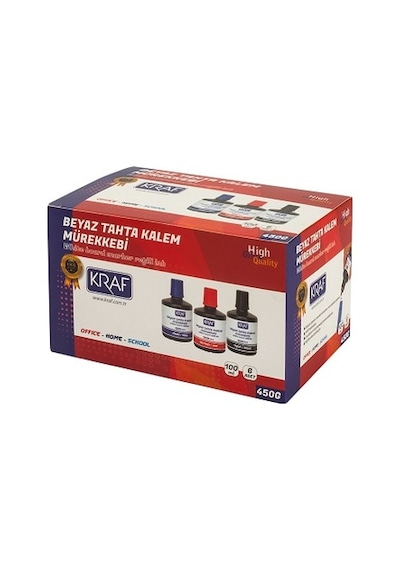 KRAF TAHTA KALEMİ MÜREKKEBİ 100 ML KIRMIZI 6'LI