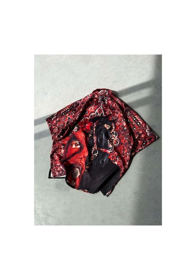 More Black Royal Desenli Dubble Hürrem Kumaş Oversize Gömlek Çok Renkli