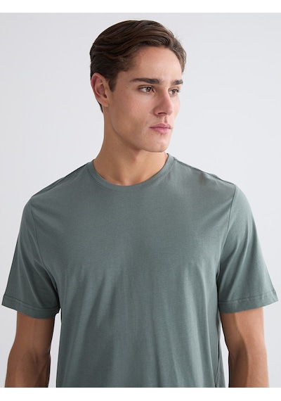 Lcwaıkıkı Classic Yeşil %100 Pamuk Regular Fit Basic Tişört