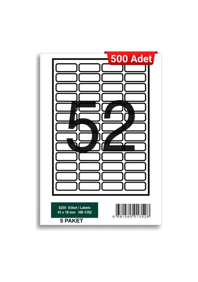 Herboy Hb-1352 43 X 18 Mm A4 Laser Etiket 500 Adet