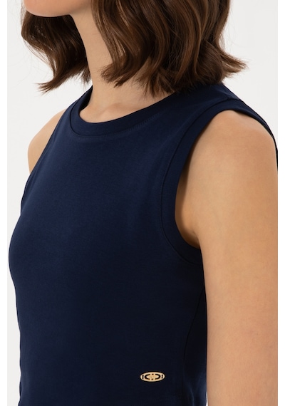U.S. Polo Assn. Kadın Lacivert Kolsuz Bisiklet Yaka Crop Basic Tişört 50305695-VR033