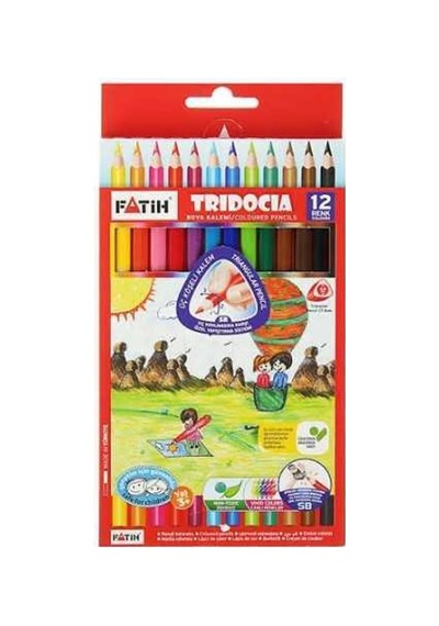 Tridocia Üçgen Mercan Rengi Kuru Boya, 12 Renk 0