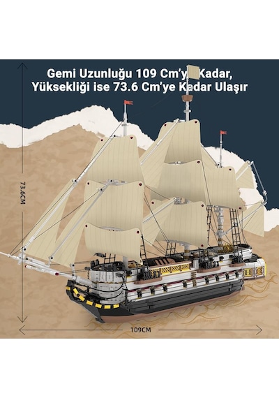 Reobrix Technic 66048 İngiliz Kraliyet Donanması Gemisi Yaratıcı Yapı Blok Seti Endea Vor Sailing Ship - 3555 Parça
