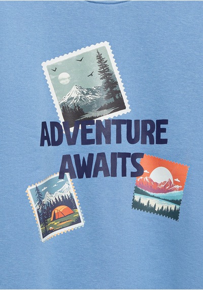 Mavi - Adventure Awaits Baskılı Mavi Sweatshirt 6s10146-70724