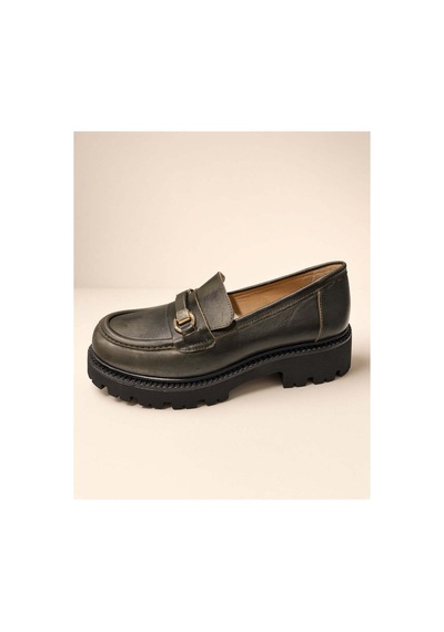 37brandshoes Haki Deri Platform Loafer Haki Haki