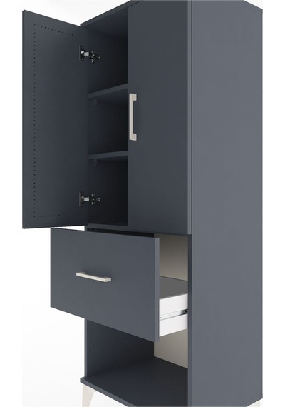 Hyperion Dolap 3 Raflı Tek Çekmeceli 2 Kapaklı 60x44x163 Antr... Antrasit