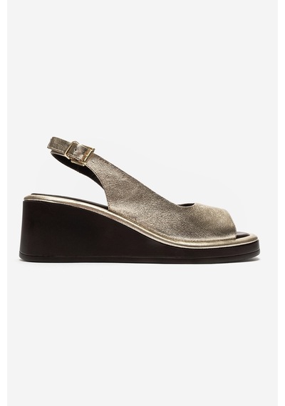 Luvi Shoes Orlena Altın Hakiki Deri Dolgu Topuklu Sandalet