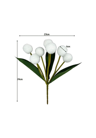 Yapay Çiçek Beyaz Pompon Çiçeği Dekoratif Yapay Çiçek 30 20cm