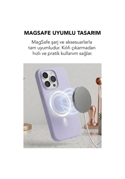 Apple İphone 15 Pro Max Uyumlu Magsafe Lansman Silikon Kılıf Lila