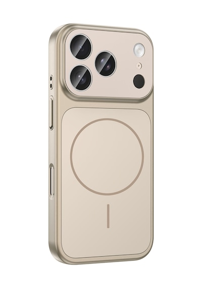 Apple Uyumlu iPhone 17 Pro Kılıf Şarj Özellikli Kamera Lensli 1.8mm İnce Sert Formen Kapak Gold