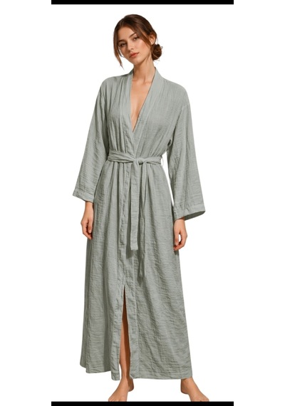 Estewomanfashion Müslin %100 Pamuk Kimono & Kaftan Açık Yeşil
