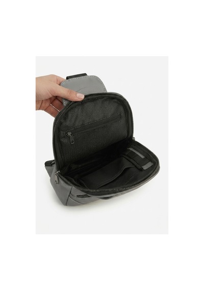 Levano Leather %100 Hakiki Dana Derisi Renkli Göğüs Çantası Çok Bölmeli Çapraz Body Bag & Omuz Çantası 32x20 Cm Gri