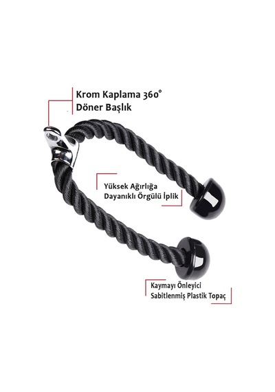 Puma Paslanmaz Krom Kaplama Çelik Kopçalı Triceps Çekiş Halatı