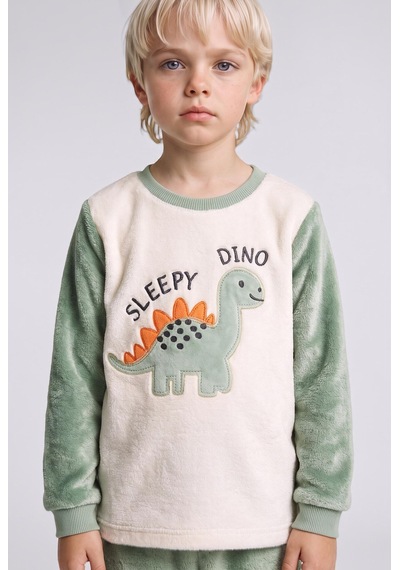 Defacto Dinozor Baskılı Pelüş 2li Pijama Takımı Erkek Bebek I2368a526cwkh434 Haki-kh434