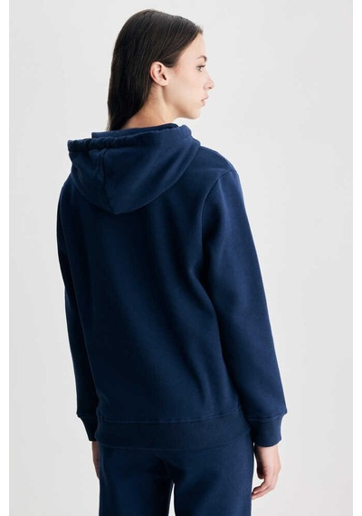 Ucla Rıley Lacivert Kapüşonlu Nakışlı Standard Fit Kadın Sweatshirt Lacivert
