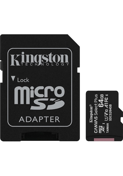 Kingston Canvas Select Plus SDCS2/64GB 64 GB MicroSDXC Class 10 UHS-I Hafıza Kartı + Adaptör