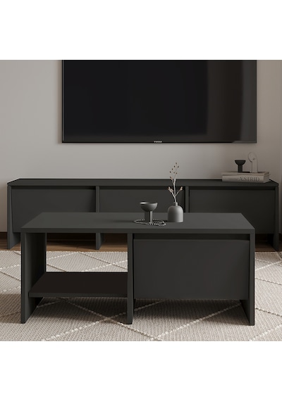 Laris Kapaklı Orta Sehpa 90 Cm Modern Tasarım Antrasit