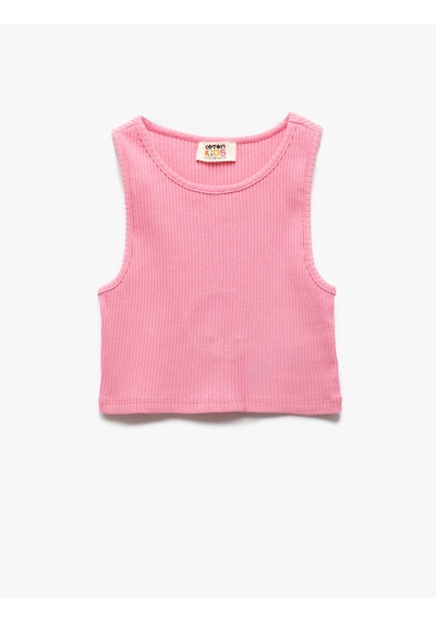 Koton Pamuklu Arkası Pencere Detaylı Kaşkorse Basic Crop Atlet Pembe 5skg30003ak Gül