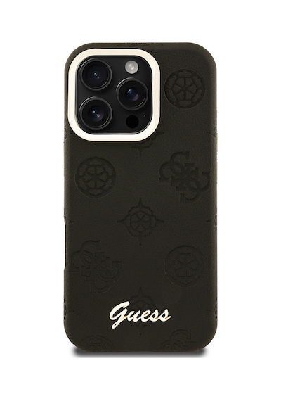 Apple iPhone 16 Pro Uyumlu Kılıf Guess Lisanslı M-safe Şarj Özellikli Kamera Standlı Peony Kapak Siyah