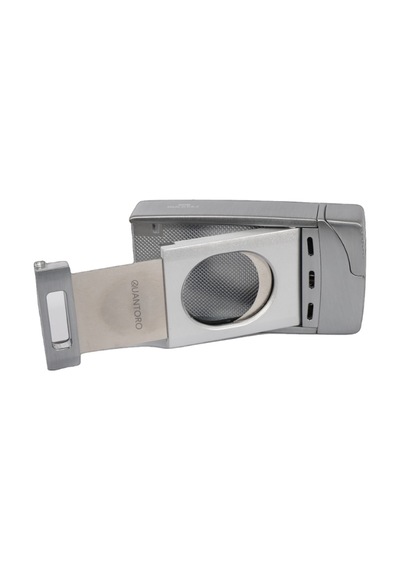 Quantoro Çift Torch Pürmüz Easy Cut Gümüş Metal Puro Çakmağı - Trz1189