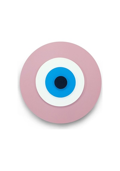 Minimalist Bebe Pembe Nazar Boncuğu El Yapımı Ahşap Büyük Nazarlı