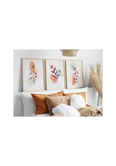 Çerçeveli 3'lü Tablo Seti - Çiçekli Tablo - Yn-15 Soft - 609862315 Soft