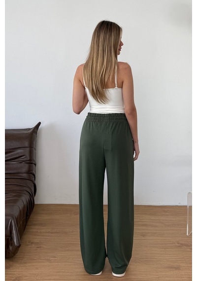 Giysa Kadın Beli Ayarlanabilir Çift Cepli Eşofman Altı Haki - Ms0001418