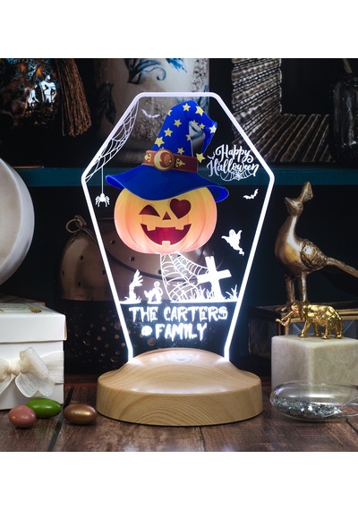 Halloween Şapkalı Bal Kabağı Cadılar Bayramı Hediyesi Led Lamba