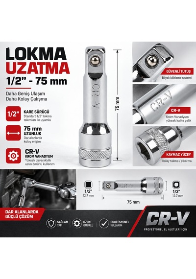 1/2 Lokma Uzatma Ara Kolu 75mm