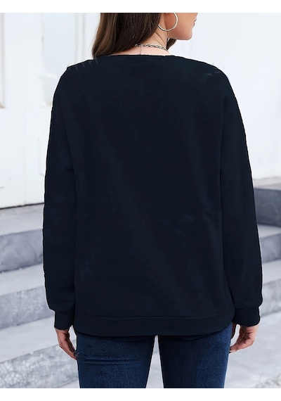 Uyguntarz Unisex Teach Them Love Them Baskılı Oversize Bisiklet Yaka Sweatshirt Lacivert