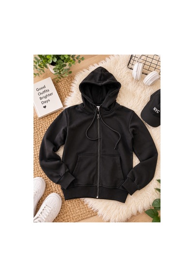 Uğur Bebe 3 İplik Şardonsuz Siyah Kapüşonlu Fermuarlı Hırka Cepli, Ayarlanabilir Bağcıklı, Okul Ve Günlük Kullanım Çocuk Sweatshirt Siyah Siyah Uğur Bebe 3 İplik Şardonsuz Siyah Kapüşonlu Fermuarlı Hırka Cepli, Ayarlanabilir Bağcıklı, Okul Ve Günlük Kullanım Çocuk Sweatshirt Siyah Siyah