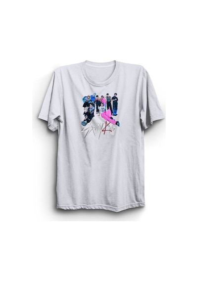 Stoned&Fame Stray Kids Baskılı Unisex T-shirt - K-pop Hayranlarına Özel Beyaz