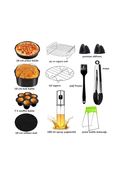 Yasomi 3,5- 4 Litre Uyumlu 7 Inc 18 Cm 12 Li Airfryer Fritöz Se