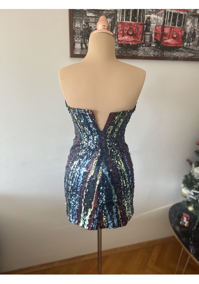 Chica Rosa Fashion Midnight Pullu Parti Elbisesi Çok Renkli