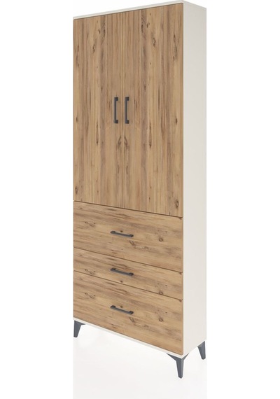 Arges Dolap 2 Raflı 3 Çekmeceli Tek Askılı 88x30x221 Aytaşı-çam Aytaşı