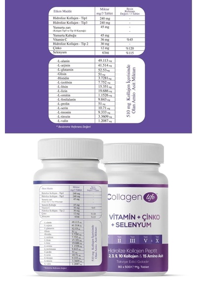 Collagen Life 5 Tip Kolajen 90 Tablet X 3 Adet