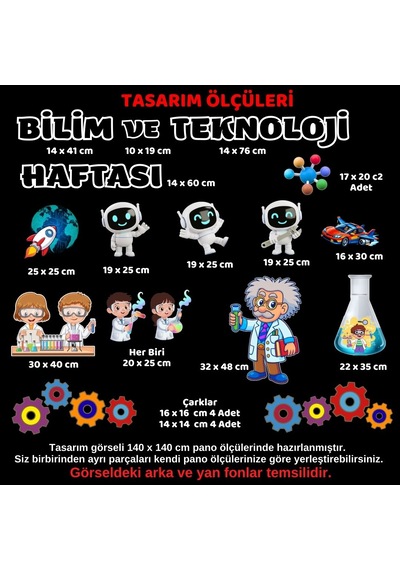 Bilim Ve Teknoloji Haftası Parçalı Pano Süsü Hazır Kesimli Bristol Karton Okul Ve Sınıf Panosu Dekoru 7