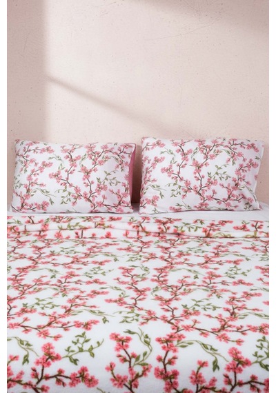 Sakura Çift Kişilik Peluş Battaniye Pembe