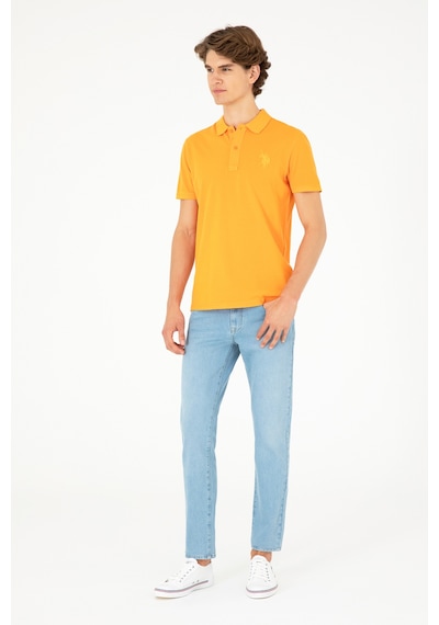 U.S. Polo Assn. Erkek Slim Fit Polo Yaka Turuncu Basic Tişört 50279591-VR051