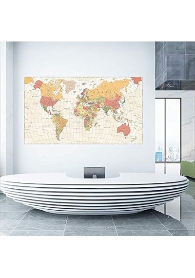 Dünya Haritası Tablosu 75 X 50 Çok Renkli