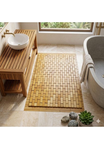 Paçi Premium Bath Serisi 50x80 Cm Doğal Bambu Banyo Paspası Sarı