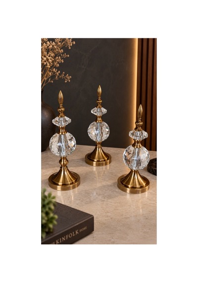 Kristal Detaylı Metal Gövdeli Dekoratif Aksesuar Bronz 62503692