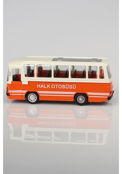 Nostalji Halk Otobüsü Çek Bırak Oyuncak Araba 15 Cm Turuncu Sesli Ve Işıklı Farlar